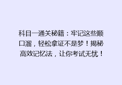 科目一通关秘籍：牢记这些顺口溜，轻松拿证不是梦！揭秘高效记忆法，让你考试无忧！