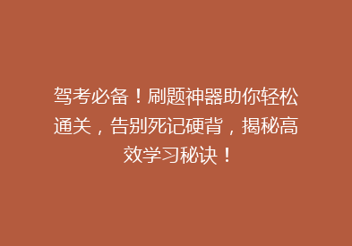 驾考必备！刷题神器助你轻松通关，告别死记硬背，揭秘高效学习秘诀！