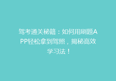 驾考通关秘籍：如何用刷题APP轻松拿到驾照，揭秘高效学习法！