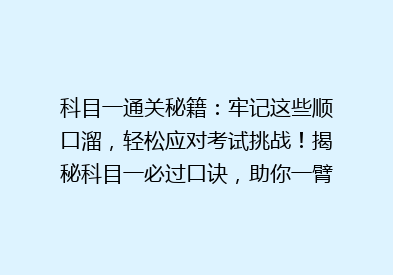 科目一通关秘籍：牢记这些顺口溜，轻松应对考试挑战！揭秘科目一必过口诀，助你一臂之力！