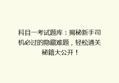 科目一考试题库：揭秘新手司机必过的隐藏难题，轻松通关秘籍大公开！