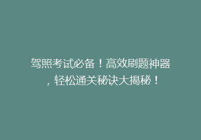 驾照考试必备！高效刷题神器，轻松通关秘诀大揭秘！