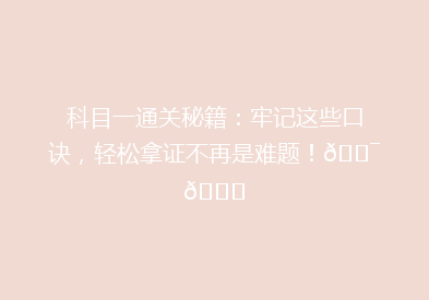 科目一通关秘籍：牢记这些口诀，轻松拿证不再是难题！🎯📚