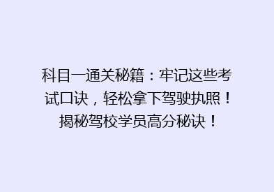 科目一通关秘籍：牢记这些考试口诀，轻松拿下驾驶执照！揭秘驾校学员高分秘诀！