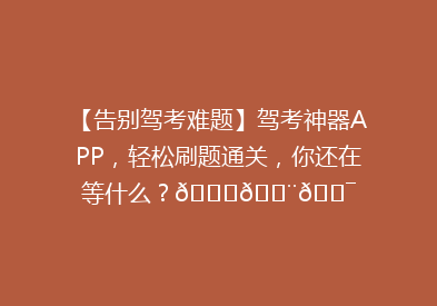 【告别驾考难题】驾考神器APP，轻松刷题通关，你还在等什么？🚗💨🎯