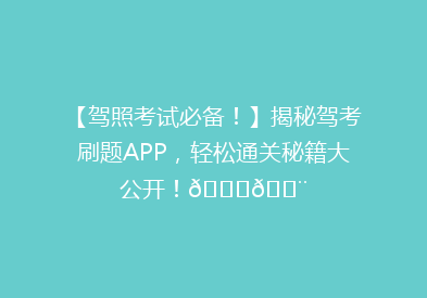 【驾照考试必备！】揭秘驾考刷题APP，轻松通关秘籍大公开！🚗💨
