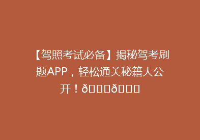 【驾照考试必备】揭秘驾考刷题APP，轻松通关秘籍大公开！🚗📚