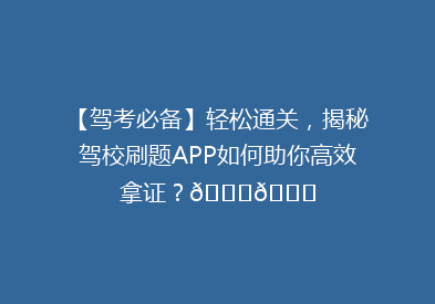【驾考必备】轻松通关，揭秘驾校刷题APP如何助你高效拿证？🎓🚗